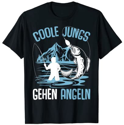 Coole Jungs gehen Angeln Angler Fischer Junge Kinder Angel T-Shirt