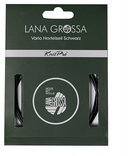 Lana Grossa Nadelseil Vario 150 cm – Flexibles Rundstrickseil in Schwarz, nahtloser Übergang, kombinierbar mit Nadelspitzen – Strickzubehör für Pullover, Schals & Mützen