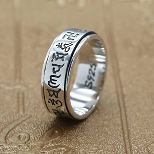 925 Sterling Silber Drehring Vintage Männlicher Ring Geschenke für Liebhaber Silber, 16#, OZZKI, Silber, 26#