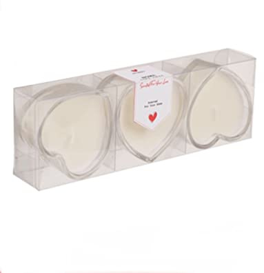 Bougies Coeurs en Verre Set de 3 Bougies Décoratives Cœurs Bougies Blanches Rouge Bougies Pot Cristal Coeurs (Blanc)