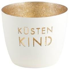 Gift Company Windlicht Madras Küstenkind Eisen Höhe 8,5 cm weiß Gold