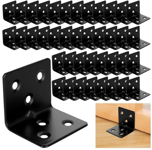 ASelected 40 Stücke Winkelverbinder Edelstahl 30x30 mm, Schwarz Eckwinkel Edelstahl 38 x 30 x 30 mm, Winkel Metall 90 Grad zum Befestigen und Reparieren von Möbeln, Verstärkungsfuge, schwarze