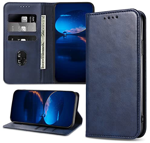 DENDICO Hülle für Google Pixel 6A 5G, PU Leder Handyhülle, Stoßfeste Klapphülle Schutzhülle Kompatibel mit Google Pixel 6A 5G, Blau