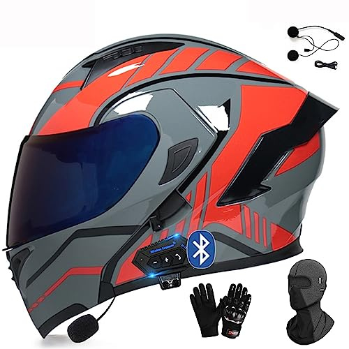 Casque De Moto Intégral Modulaire Rabattable À Double Visière Pare-Soleil Casques De Moto – Casques De Moto De Motocross Menton Relevable Double Visière Certification Dot/ECE