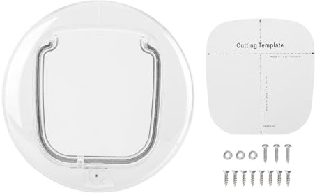 Pssopp Porta per Gatti, Serrature a 4 Vie Forte Striscia Magnetica Rotonda Trasparente per Porta per Animali Domestici per Scorrevole in Vetro