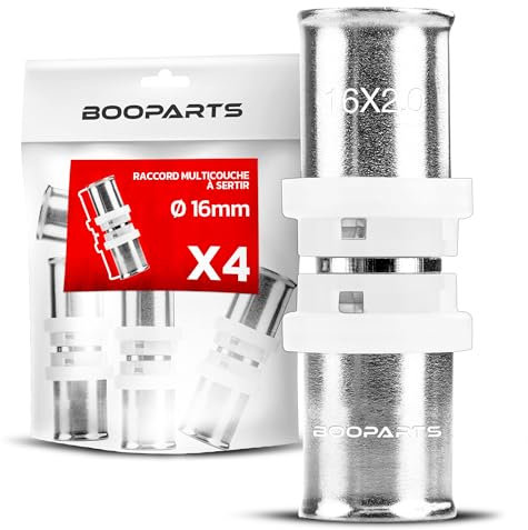 BOOPARTS – 4 Stück – Gerade Kupplung Ø16–16 | Pressfitting TH-Kontur | Messing/Edelstahl | Für Mehrschichtverbundrohre | Sanitär & Heizung