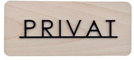 Smile BB - Schild Privat aus Holz und schwarzem Plexiglas, Türschild 19,5 x 8,5 cm, mit Wand-/Türklebestreifen