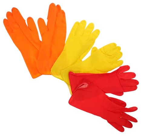 OUNONA 3paare Latexhandschuhe Für Geschirrspülen Wiederverwendbare Reinigungshandschuhe Mit Griffiger Oberfläche Geeignet Für Küchenarbeiten Und Effiziente Sauberhaltung