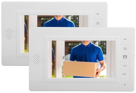 Interphone Vidéo Filaire, 7 inches Video Doorbell Intercom System Kit De Caméra De Vision Nocturne IR 120° Grand Angle pour Sonnette De Porte Support De Déverrouillage pour