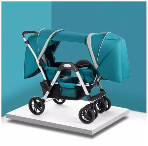 EYPKPL Passeggino Doppio Pieghevole Ombrello Passeggino Doppio Carrozzina Tandem Gemelli Passeggino può sedersi e sdraiarsi Passeggino gemellare