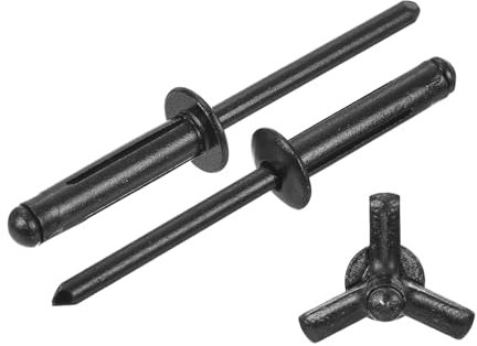 sourcing map 100 Stück 3/16 x 3/4 Zoll Aluminium Rundkopf Tri Grip Nieten Sortiment Birnen-Stil Nieten für Heimwerker, Blech, Autoreparaturen, Möbel, Marine Boot (schwarz)