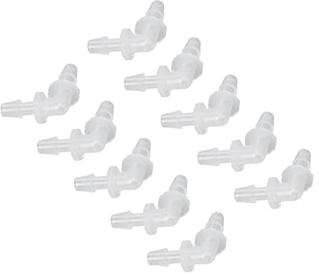 Naroote 90-Grad-Schlauchbogen, 90-Grad-Anschlussadapter, 10 Stück, Winkelschlauchverbindung, L-förmige Kunststoffanschlüsse mit Gleichem Durchmesser (4.8MM)