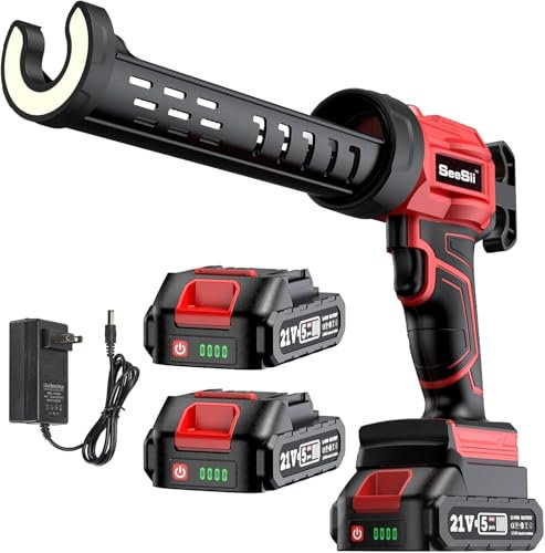 SEESII Akku-Kartuschenpistole Kompatibel mit Makita 18V Akku, Elektrische Kartuschenpresse mit 2 x 2000 mAh Akkus, LED-Licht, Silikonpistole Akku für 300 ml-Kartuschen (Blau)