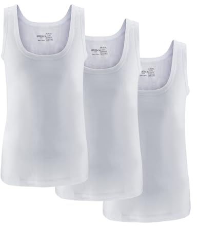 UNDEREA Paquete de 3 chalecos de tirantes clásicos para niños - 100% algodón acanalado fino, blanco, 7-8 años