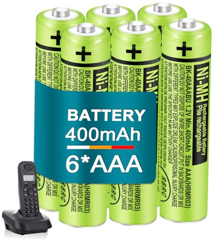 6 Pack 400mAh BK-40AAABU 1.2V AAA Rechargeable NI-MH Batteries for Panasonic BT Gigaset Cordless Phones
