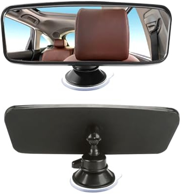 Car Dipping Interior Rear View Mirror with Suction Mount – Wide Angle Adjustable Baby Car Mirror for Learner Drivers & Driving Instructors – 20x6cm Interior Mirror for Safe Driving Test