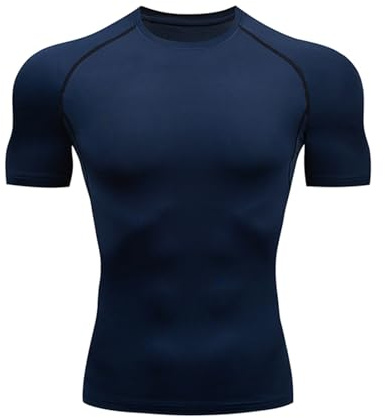 HYCOPROT Maglietta a Compressione da Uomo Maglia a Maniche Corte T-Shirt da Allenamento Asciugatura Rapida Sport da Corsa Top