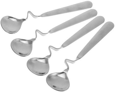 BRIGHTFUFU 4pezzi Cucchiai Acciaio Inossidabile Curvi Per Caffè e Dessert Di Cucchiai Pratici Per Mescolare e Servire Per Bevande e Dolci Acciaio Di Alta Qualità