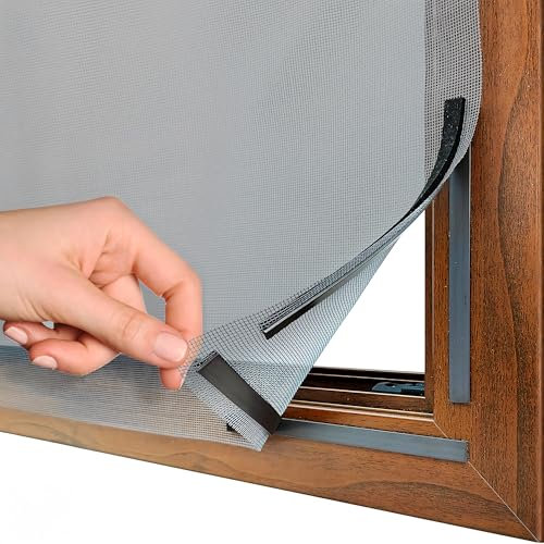 Moustiquaire magnétique pour fenêtre, fixation innovante avec aimants facile et rapide – Fabriqué en Italie, maille en fibre de verre résistante et découpable sur mesure (130 x 150 cm)