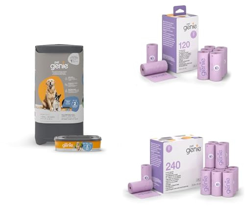 Pet Genie Poubelle à déjection Canines sans odeurs pour Chien, Chiot et Animaux familiers - 1 Recharge - 2 Mois pour Un Chien et Sacs à crottes (24 unités)
