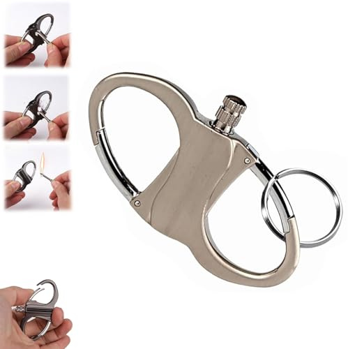 Permanent Match Infinity Lighter with Keychain, 2025 New Keychain Lighter, Metal Keychain Unlimited Waterproof Matches, Portable Emergency Fire Starter Striker Set for Outdoor Camping (Silver-1PC)