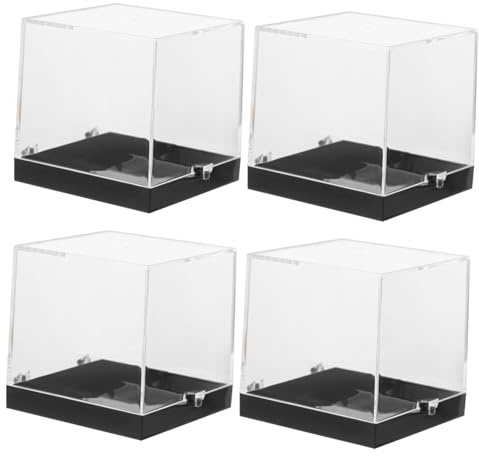 PACKOVE Scatole Espositive Quadrate in per Minerali e Cristalli Set 4 6,8cm in con Base Nera per Collezioni da e Ricerca Accademica