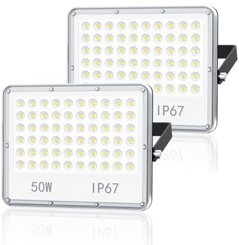 TOPAUBUB LED Strahler Außen 50W - 5000LM 6500K LED Fluter Außen Scheinwerfer Kaltweiß 2 Stücke IP67 Aussenstrahler Wasserdicht für Garten/Hof/Außenbereich