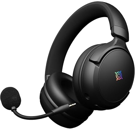 Nova Gaming – Atlas – Casque Gaming sans Fil – 3 Modes de Connexion, Micro Flexible et Amovible, RGB, Taille Ajustable, Son Clair et équilibré – Compatible avec Tous Les appareils – Noir