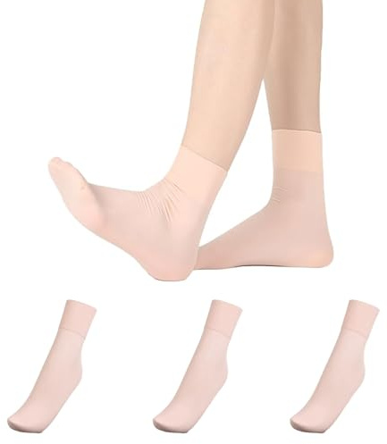 Fjquamitix 3 paia di calzini da danza per ragazze, in cotone ossigenato, traspiranti, rosa nude, sottili, senza cuciture, calzini da danza elasticizzati per bambini/bambini, Rosa 5-8 anni, 6-12