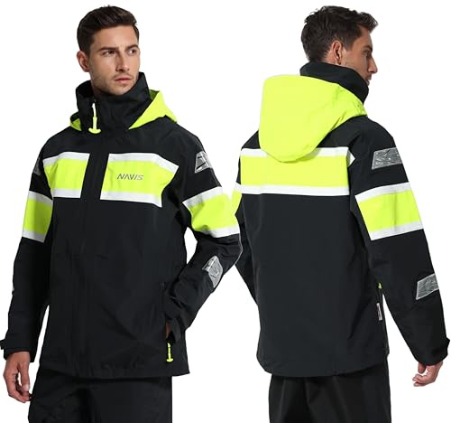 Navis Marine vattentät segeljacka för män vindtät, andas, Coastal Sailing Outdoor Jacka NS-347, svart, XL