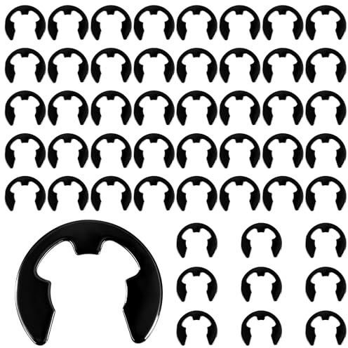 Tunejoy Anello di Sicurezza M8 E-Clips in Acciaio al Carbonio Anelli Elastici per Fissaggio di Pulegge Ingranaggi di Cuscinetto Nero 50 Pezzi