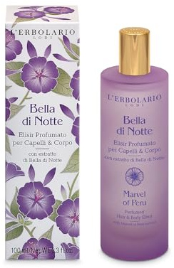 L'Erbolario Bella di Notte Elixir - Perfume para cabello y cuerpo, 100 ml, edición limitada, aroma dulce floral y vainilla