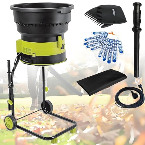 CGLYYDS Biotrituratore/trituratore Elettrico per Foglie: Motore da 8000 Giri/min per Rapporto di riduzione 17:1, Diametro di Controllo Regolabile con Paletta, Vanga e Linee di Taglio Powercord×50m