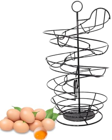 Huevera de mostrador con contador – Expositor para huevos de gallina de alambre metálico para mostrador | Organizador de alambre metálico para cocina, casa o apartamento con función contenedor de
