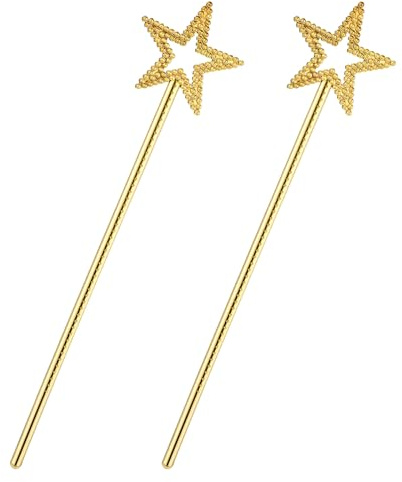 TIESOME 2 PCS Star Wand, Pentagram Plastic Magic Wand Princess Angel Role Play Costume Accessories Wand Sticks for Halloween Birthday Party Cosplay(Gold)