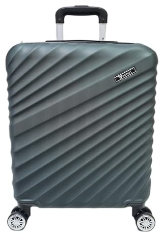 COVERI COLLECTION Trolley Rigido Bagaglio a Mano, KG 2,5, 55x40x20 cm, 37 Litri, 4 Ruote Doppie Girevoli 360°, Chiusura Combinazione, approvato dalla maggior parte delle compagnie (VERDE SCURO)