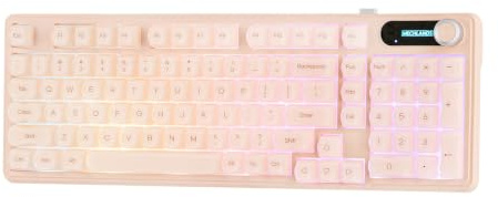 MechLands M98 Teclado silencioso con numérico, Estructura Suave, 3 Modos inalámbrico, batería 5000mAh, Pantalla, Perilla, RGB. Compatible Win/Mac, para Gaming y Oficina
