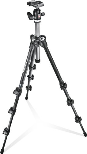 Manfrotto MK293C4-A0RC2 Kit Serie 290 con Testa a Sfera per Fotocamere, 4 Sezioni, in Carbonio, Nero