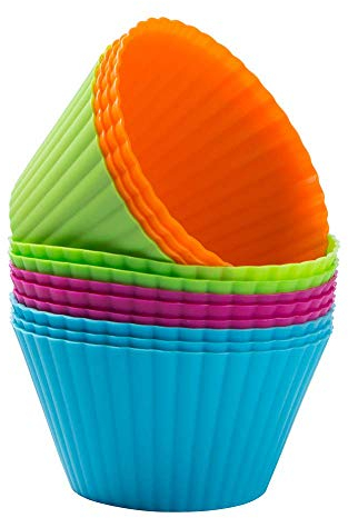 Webake Large Muffin Cases Silicone 3.5 Inch 9cm 12 Pcs Jumbo Cupcake Moulds for Air Fryer Baking Cups Reusable Egg Mould for Cake, Ice Cream, Pudding, Jelly