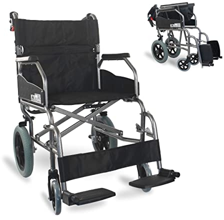 Mobiclinic, Sedia a rotelle, Museo, Di transito, Pieghevole, Alluminio, Freno sulle maniglie, Ortopedica, Poggiapiedi, Braccioli, Per anziani e disabili, Marcatura ce, Ultraleggera, Nero