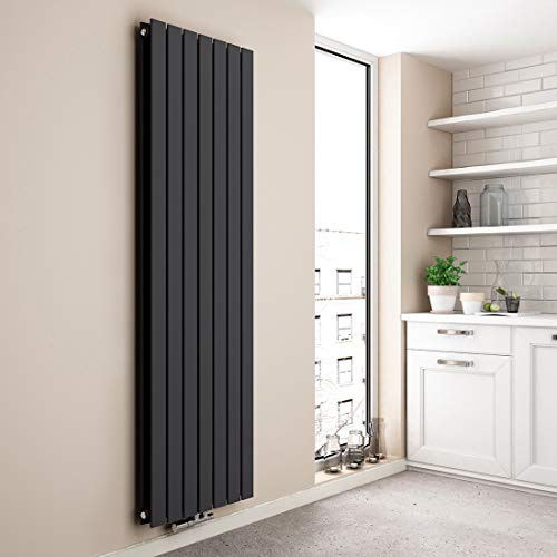 EMKE Design Heizkörper Flach, 1800x538 mm Vertikal Flachheizkörper mit Mittelanschluss, Doppellagig Paneelheizkörper Wandheizkörper für Bad, Schlafzimmer & Wohnzimmer, Anthrazit 1895W