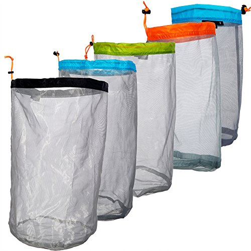 Tbest Ultralight Tygpåsar Mesh Dragsko Förvaringsväska Camping Vandring Synlighet Meshväska 5 storlekar tillgängliga (XL Blå)