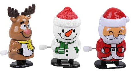 Amosfun 3 Stücke Aufziehspielzeug Weihnachtsmann Figur Aufziehfigur Wackelfiguren Weihnachten Deko Figuren Rentier Schneemann Dekofigur Baby Kinder