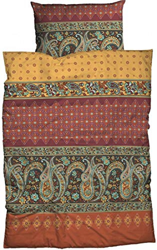 CASATEX Winter Bettwäsche Murillo Terra Ornamente Mandala Orientalisch Biber, Größe:155 cm x 220 cm