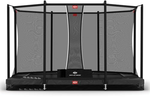 BERG Ultim Favorit InGround Trampolin rechteckig 280 cm | Grau | Mit Sicherheitsnetz Comfort | Airflow Sprungtuch | UV-beständige Randabdeckung | Robuster, pulverbeschichteter Stahlrahmen