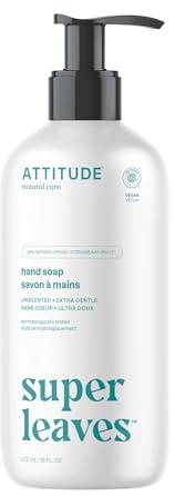 ATTITUDE Liquid Hand Soap, EWG Verified, Plant and Mineral-Based, Vegan Personal Care Products, Unscented, 16 Fl Oz