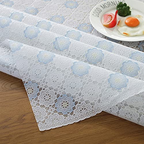 EurHouse Abwischbare Tischdecke PVC Wasserdicht 135x200cm weiße und Blaue Farbe Fleckschutz Outdoor Tischtuch Blume Lanhausstil Esstisch Deko Rechteckige