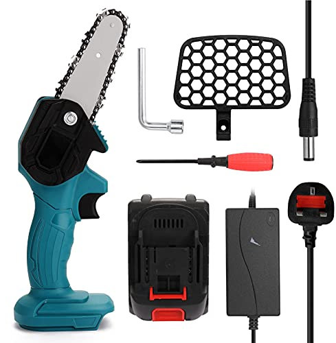 Mini Electric Chainsaw Inalámbrico, 2pcs 21V Batería De Litio Eléctrica Poda De Sierra, Recargable Tratamiento De La Madera Con Una Sola Mano Sierra Eléctrica, Jardín Registro De Cepillado Eléctrico M