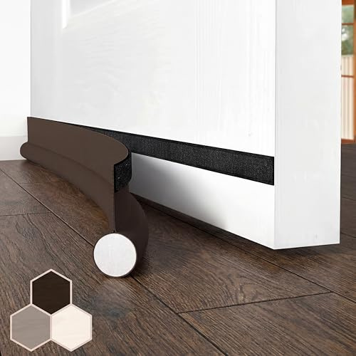 Türdichtung Selbstklebend Zugluftstopper für türen, 94 cm unter Türzugzug-Blocker isolierbar Türkehrer Wetterschutz, schalldicht, Türdichtung unten (Braun)