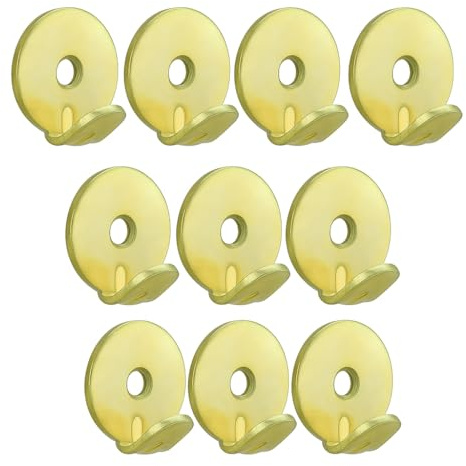 10 Pack Brass Plated Round Picture Hooks 25mm – Heavy Duty Wall Hooks for Hanging Pictures, Mirrors, Canvases and Frames – 1 Hole Gold Picture Hangers for Home and Office Use